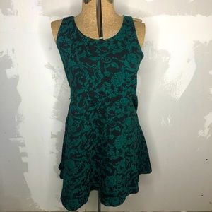 Green brocade skater dress
